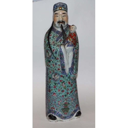 897 - A group of Chinese famille rose figures depicting wise men, each with impressed mark to the undersid... 