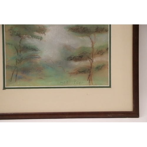 208 - (Burmese school) - Mountainous Landscape Scene, Mount Popa - signed lower right, pastel, framed & gl... 