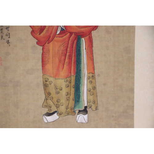 849 - 19th century Chinese school - Study of a Warrior - watercolour heightened with body colour, calligra... 