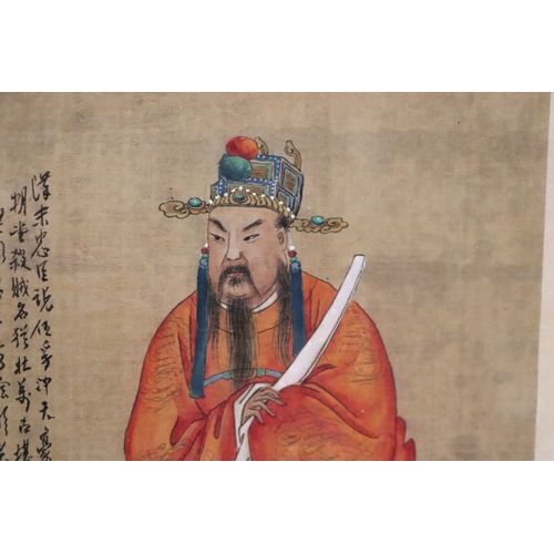 849 - 19th century Chinese school - Study of a Warrior - watercolour heightened with body colour, calligra... 