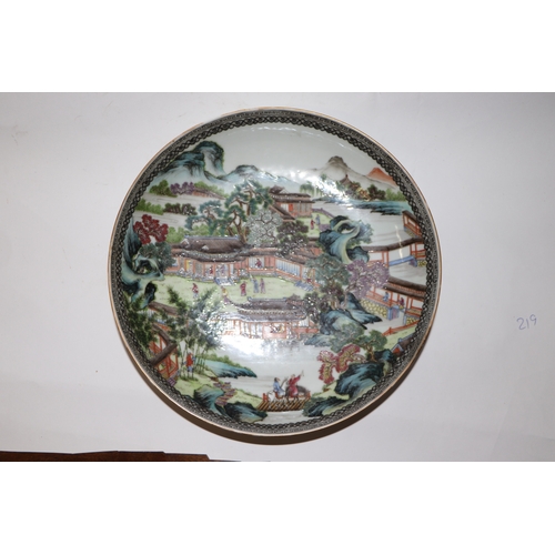 889 - A Chinese Republic footed bowl decorated with an extensive garden landscape scene, blue seal mark to... 