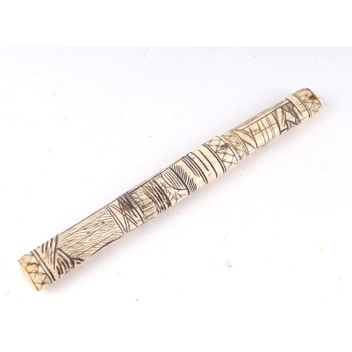 109 - A  late 19th century carved bone Japanese Tanto dagger with 17.5cms (6.875ins) blade.