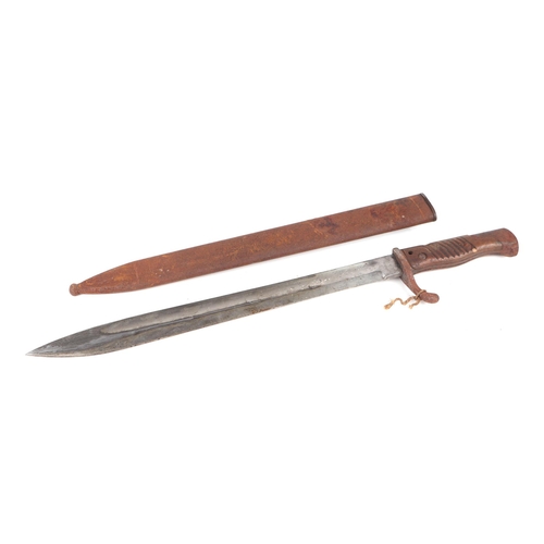 128 - A WWI German Butcher bayonet & scabbard, the blade marked Alex Coppel, Solingen.