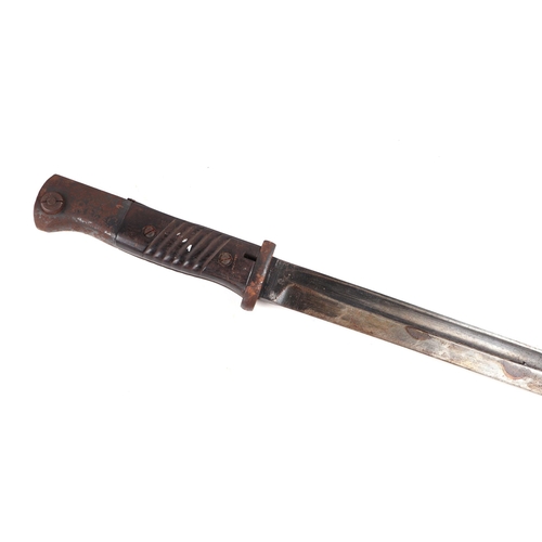 130 - A German K98 bayonet in metal scabbard,  blade and scabbard both numbered 6746 and marked 41asw.