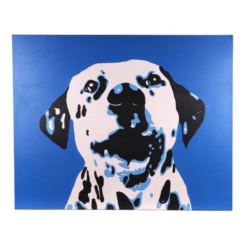 175 - Cameron Blake (modern British) - Blue Dalmatian - acrylic on canvas, unframed on stretcher, with cer... 