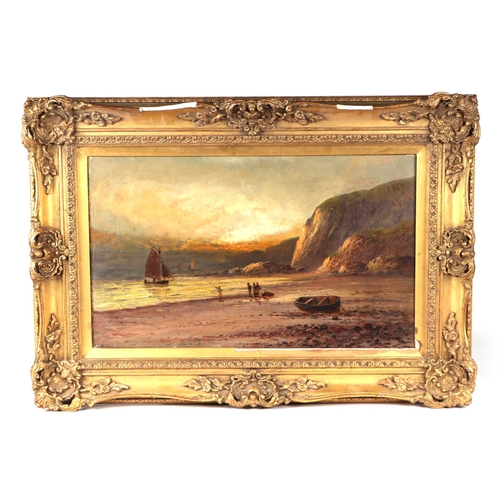 184 - Frank Hider (1861-1933) - Coastal Scene - signed lower right, oil on canvas, framed. 50 by 30cm; tog... 