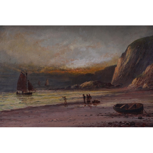 184 - Frank Hider (1861-1933) - Coastal Scene - signed lower right, oil on canvas, framed. 50 by 30cm; tog... 