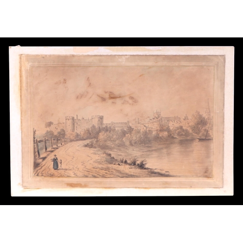 194 - W Burgh (18th century school) - Figures on a Path with a Castle in the Background - signed & dated 1... 