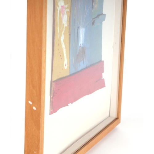 202 - 20th century school - mixed media study painted on wood, framed & glazed, overall 49 by 51cms.