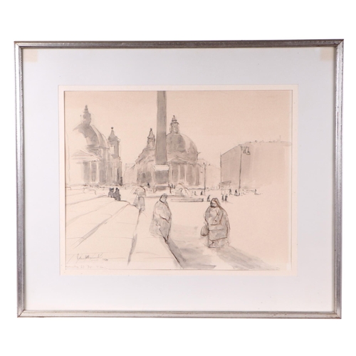 205 - Hammond (20th century school) - Venetian Plaza Scene - signed & dated 1974 lower left, pen & wash, f... 