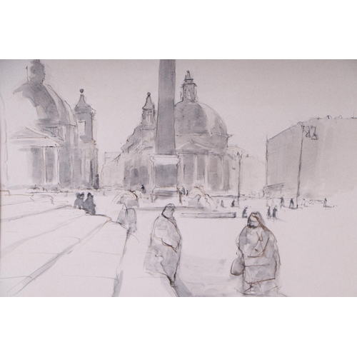 205 - Hammond (20th century school) - Venetian Plaza Scene - signed & dated 1974 lower left, pen & wash, f... 