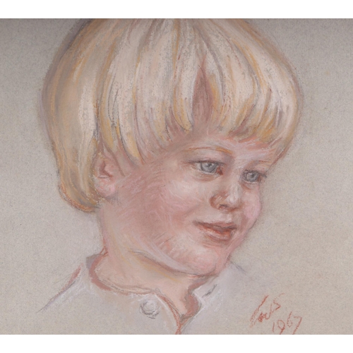 207 - 20th century British School - a pair of head & shoulder portraits depicting young boys, pastel, both... 