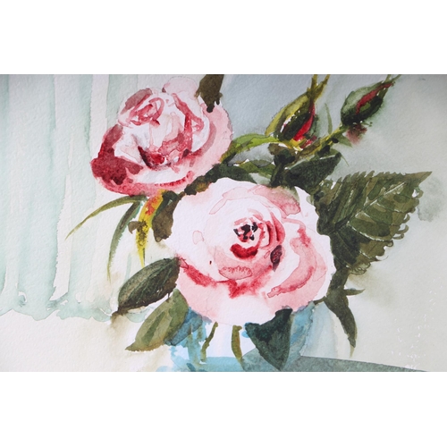 211 - Roland Davies (modern British) - a pair of still life studies of roses, both signed lower left, wate... 