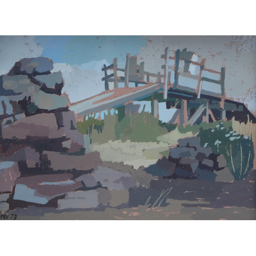 215 - Storey (20th century British) - Study of a Rickety Wooden Bridge - signed & dated '79 lower left, go... 