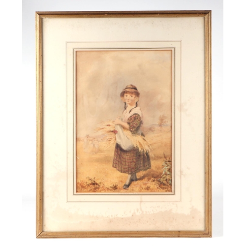 218 - John Henry Mole (British 1814-1886) - Young Girl Carrying a Bushel of Wheat - signed & dated 1843 lo... 