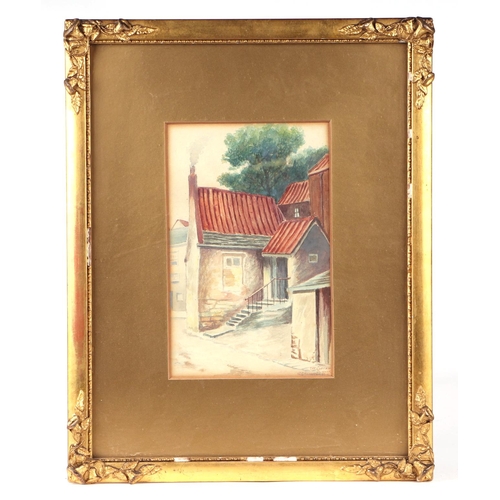 219 - W G Haughton - The Curtain, Durham - signed & dated 1915 lower right, watercolour, framed & glazed, ... 