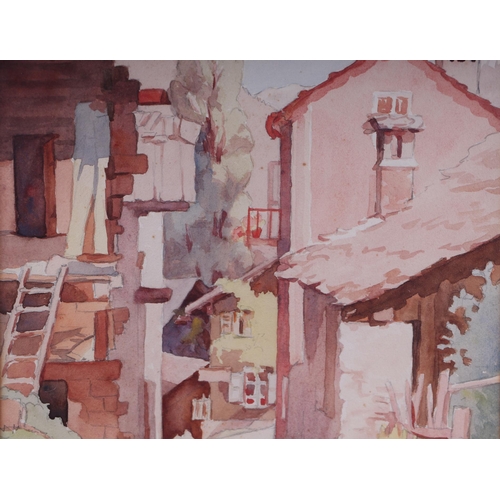 226 - B Dangar (20th century British) - Swiss Village Scene - signed lower right, watercolour, framed & gl... 