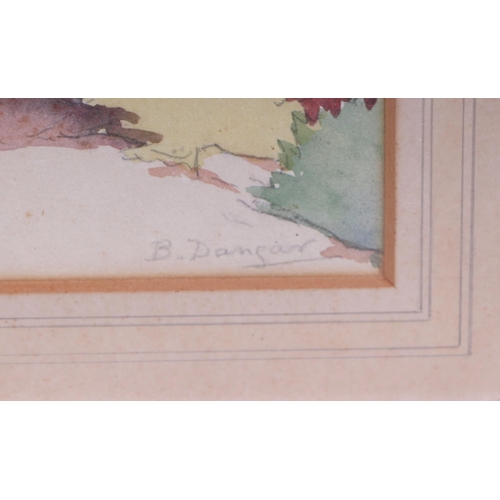 226 - B Dangar (20th century British) - Swiss Village Scene - signed lower right, watercolour, framed & gl... 