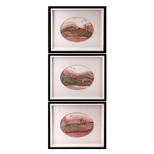 231 - E Kuiller (?) a set of three silk screens prints depicting landscape scenes, signed in pencil to the... 