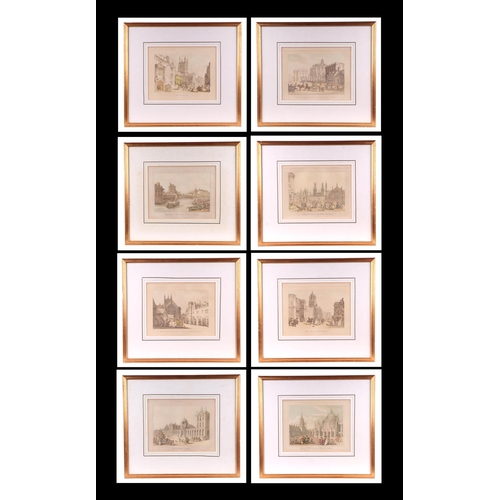 237 - A set of eight coloured prints, various scenes of Oxford Colleges and similar to include the Theatre... 