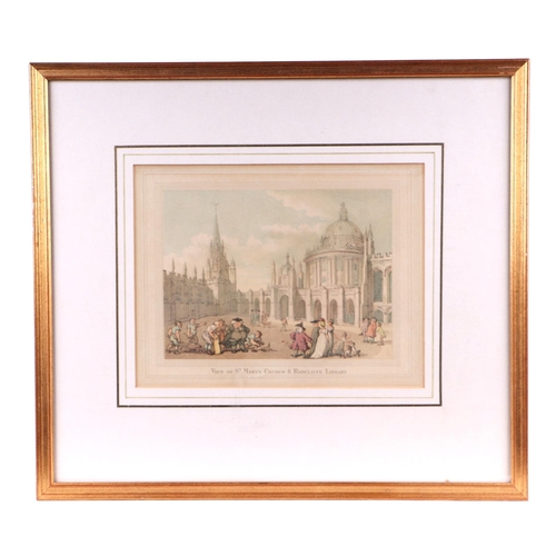 237 - A set of eight coloured prints, various scenes of Oxford Colleges and similar to include the Theatre... 