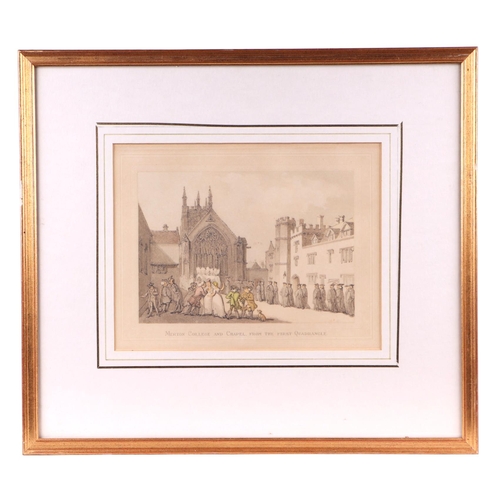 237 - A set of eight coloured prints, various scenes of Oxford Colleges and similar to include the Theatre... 