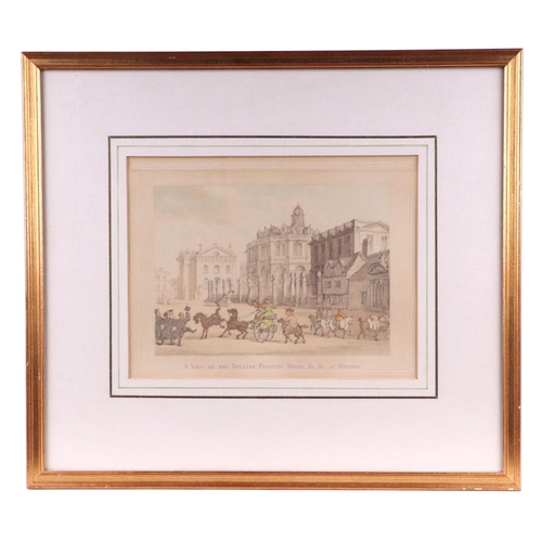 237 - A set of eight coloured prints, various scenes of Oxford Colleges and similar to include the Theatre... 