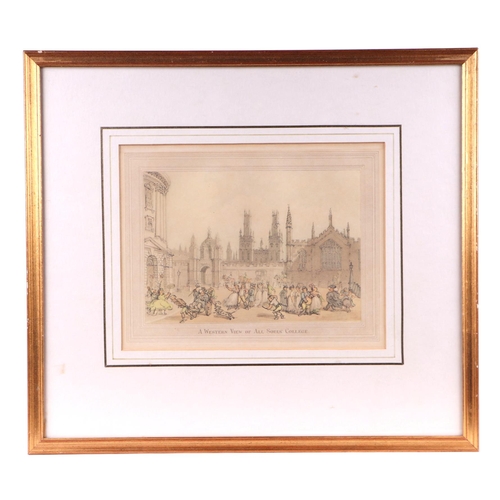 237 - A set of eight coloured prints, various scenes of Oxford Colleges and similar to include the Theatre... 