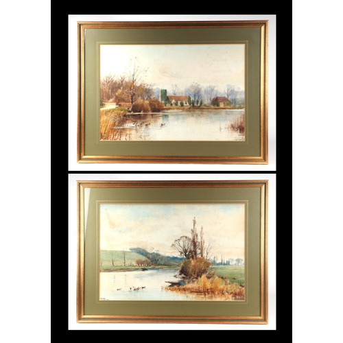 239 - H C Fox (1855-1929) - Ducks on a Pond - signed & dated 1890 lower left, 54 b7 36cms; together with a... 