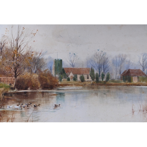 239 - H C Fox (1855-1929) - Ducks on a Pond - signed & dated 1890 lower left, 54 b7 36cms; together with a... 