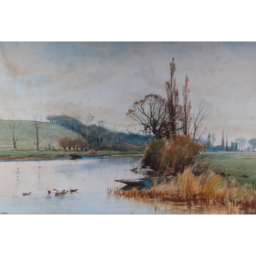 239 - H C Fox (1855-1929) - Ducks on a Pond - signed & dated 1890 lower left, 54 b7 36cms; together with a... 