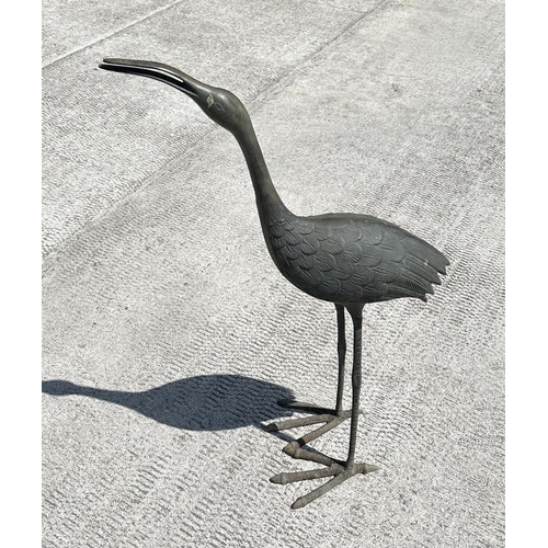 24 - A Japanese style bronze heron / crane, 85cm high,