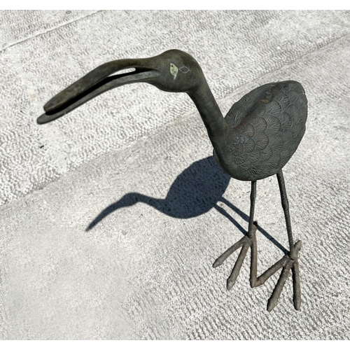 24 - A Japanese style bronze heron / crane, 85cm high,