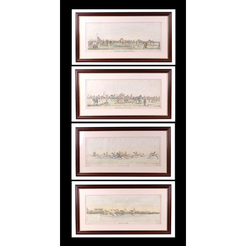 240 - Horse racing interest: A set of four 19th century coloured prints, ' Preparing to start, At Speed, W... 