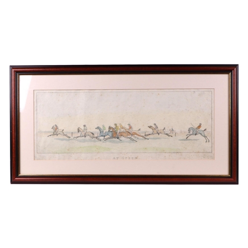 240 - Horse racing interest: A set of four 19th century coloured prints, ' Preparing to start, At Speed, W... 