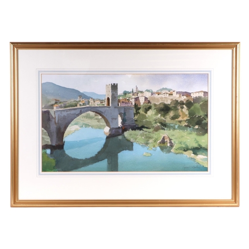 249 - Gerald Woolley (modern British) - Besalu, Catalonia Costa Brava, Spain - watercolour, signed lower r... 