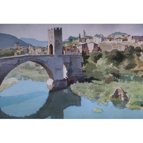 249 - Gerald Woolley (modern British) - Besalu, Catalonia Costa Brava, Spain - watercolour, signed lower r... 