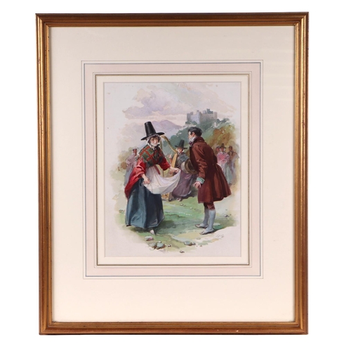 252 - Maynard Brown (1840-1902), a set of four Scottish Highland dance scenes, watercolours, each initiall... 