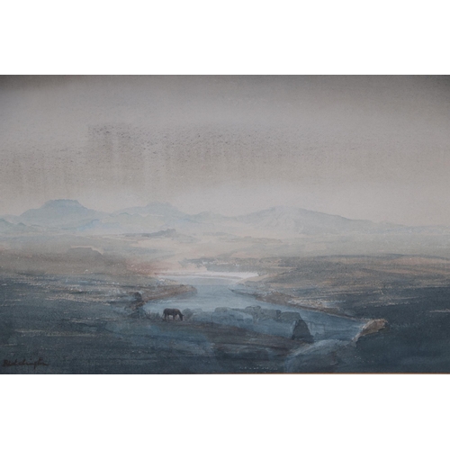 257 - Ray Beddington (1910-1995) - A Moorland Scene with Mountains in the Distance - watercolour, signed l... 