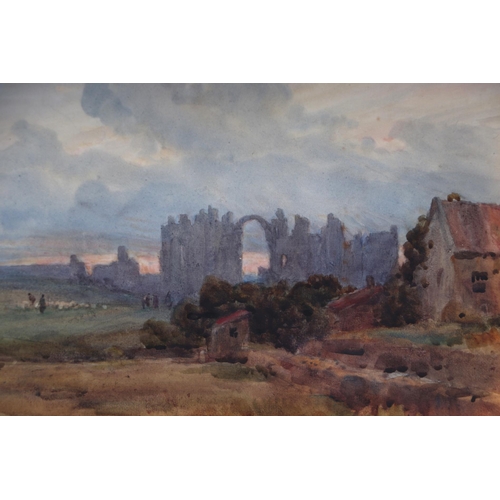 259 - Early 20th century British school - Landscape with Ruined Abbey in the Distance - watercolour, indis... 