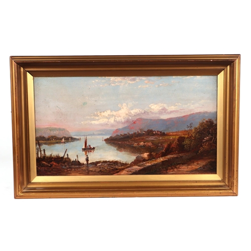 273 - In the manner of William Collins (1788-1847) - Continental Estuary Scene with Boats in the Foregroun... 