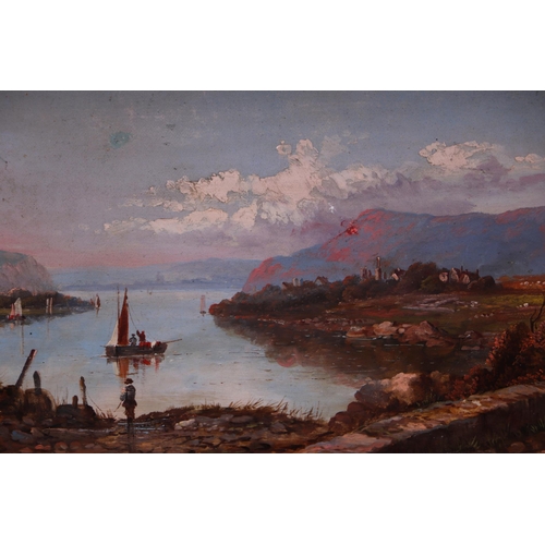 273 - In the manner of William Collins (1788-1847) - Continental Estuary Scene with Boats in the Foregroun... 