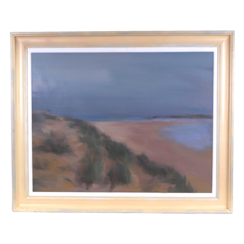 294 - Philip James ROI (modern British) - Sand Dunes, Wells Beach - oil on canvas, signed lower right, fra... 