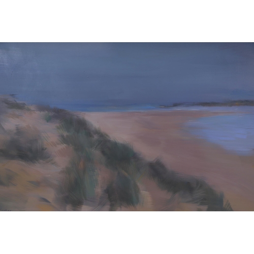 294 - Philip James ROI (modern British) - Sand Dunes, Wells Beach - oil on canvas, signed lower right, fra... 