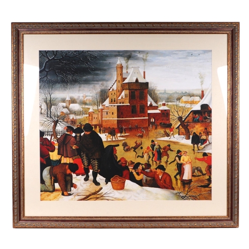 295 - After Pieter Brueghel the Younger (1564-1638) - A Winter Landscape with Skaters in the Foreground - ... 