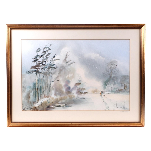 300 - Ralph Leaper (modern British) - Winter Sunshine at Uddens, Ferndown - watercolour, signed lower left... 