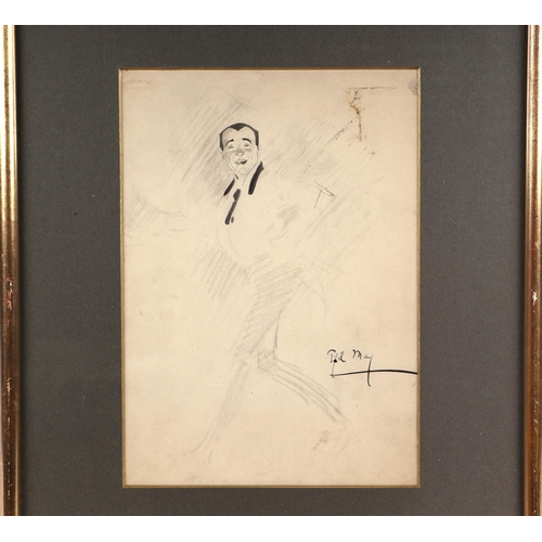 317 - Paul (?) May (modern British) -  two pencil sketches depicting male figures, framed as one, each 22c... 