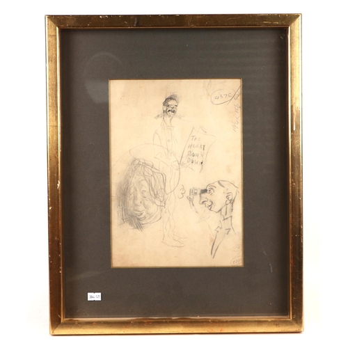 317 - Paul (?) May (modern British) -  two pencil sketches depicting male figures, framed as one, each 22c... 