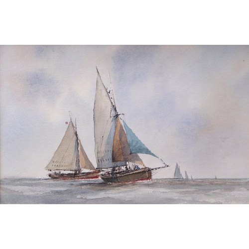 324 - Peter Toms (b1940) - Two Cutters in the Bay - watercolour, signed lower left, framed and glazed, 24c... 