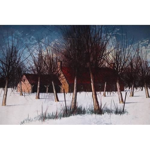 325 - Jean Claude Brulere (French b1943) - Winter Landscape - oil on canvas, signed lower right, 26cm by 2... 